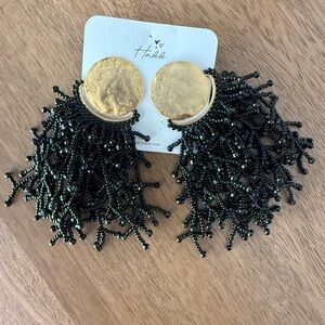 Divana Jewels Gold and Black Beaded Earrings